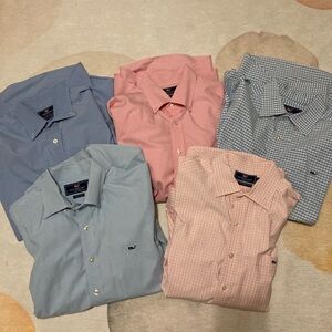 Vineyard Vines Assorted Blue and Pink Dress Shirts all size large.